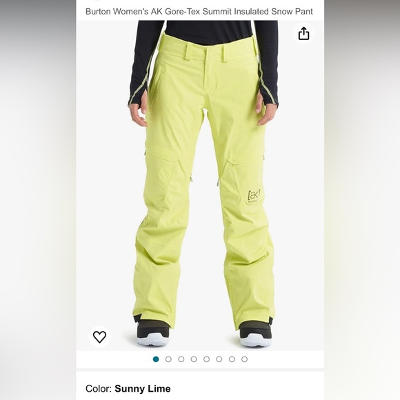 Burton Pants - NWOT Burton AK 2L summit snowboard pants neon yellow lime snow S SM Small